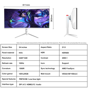 <span class=keywords><strong>Moniteur</strong></span> de jeu incurvé 4K 165Hz de <span class=keywords><strong>34</strong></span> <span class=keywords><strong>pouces</strong></span> avec temps de réponse de 1 ms, écran LED LCD HVA, certificat 3C, livraison rapide - Product Image 4