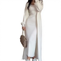 Robe pull tricotée unie à col en V coupe classique, nouvelle collection automne 2026, élégante, pour femme, vente en gros pour boutiques, ensemble une pièce