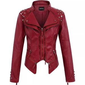 Veste de motard asymétrique cloutée en similicuir PU pour <span class=keywords><strong>femme</strong></span> Sehe Fashion - Product Image 2