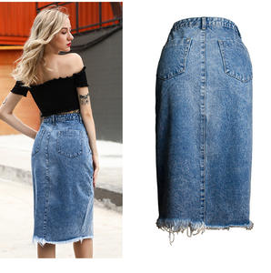 Gonne personalizzate in Denim Midi da ragazza <span class=keywords><strong>gonna</strong></span> <span class=keywords><strong>lunga</strong></span> a vita alta con Modulare irregolare da donna - Product Image 4