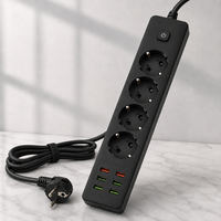 Multiprise européenne 5 voies personnalisée par des fabricants chinois, 3 ports USB, 2 ports Type C, protection contre les surcharges 2500W, multiprise EU