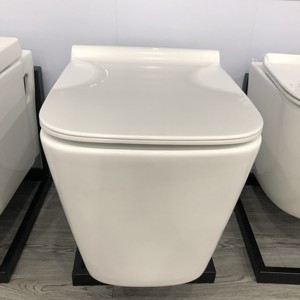 Nouvel Arrivage <span class=keywords><strong>WC</strong></span> Mural Moderne Allongé Deux Pièces à Siphon en P, Céramique Blanche, à Chasse Directe, Sans Revers, Facile à Nettoyer - Product Image 2