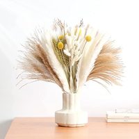 Buket Bunga Kering Alami, Buket Campuran Hydrangea, Eukaliptus, Sawit, Millet, Limonium, Rumput Pampas, Karangan Bunga