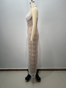 Vestido de noche sexy de lujo con lentejuelas y cuentas pesadas, cuello Halter, escote en V profundo, corte en la espalda, fiesta, <span class=keywords><strong>Bar</strong></span>, Reunión, mujer - Product Image 3