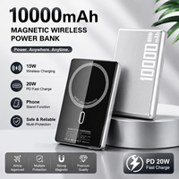 Batterie Li-Polymère de Haute Qualité, Power Bank 10000 mAh, Verre Trempé, PD 20W, Charge Sans Fil Magnétique avec Support Téléphone, OEM ODM