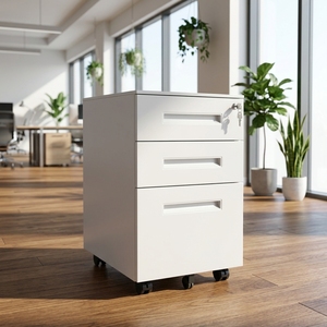 Steel Movable Modular Adjustable <b>File</b> <b>Cabinet</b> 3 Drawers Lock Minimalist Design Office Home Bedroom Hotel School Workshop - Product Image 1