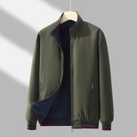 Blouson Bomber Homme Décontracté Réversible Double Face avec Fermeture Éclair Intégrale et Col Montant Coupe-Vent Printemps Automne