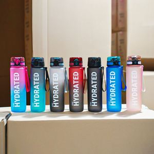 ขวดน้ำพลาสติกกันรั่ว ขนาด 1000 มล. สำหรับออกกำลังกาย เล่นโยคะ ปลอดสาร BPA พร้อมตัวบอกเวลาสร้างแรงบันดาลใจ - Product Image 1