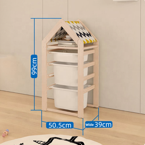 Étagère de <span class=keywords><strong>rangement</strong></span> pour jouets d'enfants - 100% bois massif, armoire de <span class=keywords><strong>rangement</strong></span> pour enfants, simple et petite, support pour livres d'images - Product Image 4