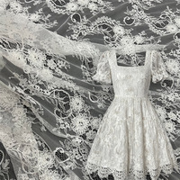 Tissu en dentelle à perles 300*150cm pour robe de mariée, broderie informatique ajourée à sequins, polyester 100D, pour l'industrie lourde