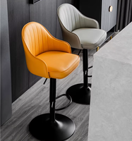 Tabourets de bar modernes et minimalistes en fer, base en acier inoxydable, design durable - Luxe léger, dossier haut, hauteur réglable pour usage domestique