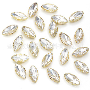 Navette Crystal Glass Rhinestone 7x15mm Flatback DIY Jewelry Accessories For Wedding Dress Shoes <b>Hat</b> Hair Ornament - Product Image 1