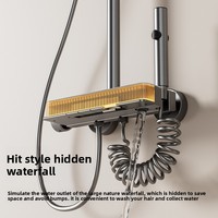 Ensemble de douche pluie de qualité hôtelière avec affichage numérique, ensemble complet encastré pour salle de bain, jet doux, en aluminium spatial