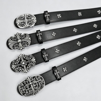 Ceinture Jiahao en cuir PU de haute qualité, style tendance, croix rétro vintage, cloutée, hip-hop, Y2K, personnalisable