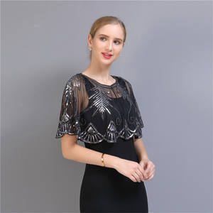 Sciarpe e Scialli Eleganti da Sera con Ricamo a Foglie in Paillettes e Rete, Collo a O, per Donna - Collezione Primavera (Vendita all'Ingrosso) - Product Image 3