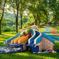 Toboggan aquatique gonflable, parc aquatique mobile, parcours d'obstacles, pays des merveilles glacées et des neiges, parc d'attractions extérieur, matériau PVC, logo personnalisé, 10
