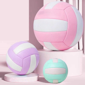 วอลเลย์บอล PU ไซส์ 5 จากโรงงานโดยตรง |   ลูกบอลกีฬาเย็บด้วยเครื่องจักร สีฟ้าชมพู ปรับแต่งได้ ขายส่ง สำหรับผู้ใหญ่ ฝึกซ้อมในโรงเรียน - Product Image 4