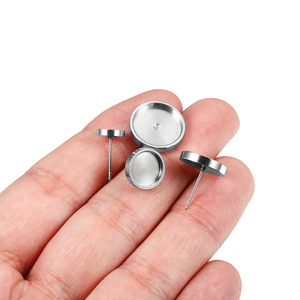 Stainless Steel Round <b>Earring</b> Base 6-14mm For <b>Earring</b> Making Jewelry Findings - Product Image 2