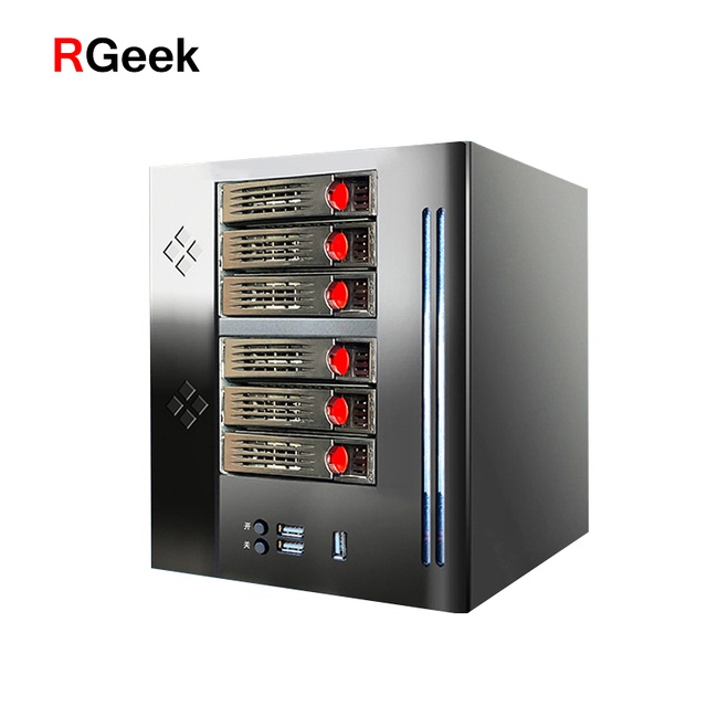 RGEEK Hot Swap 6 Bays Desktop NAS Server Case NAS Computer Case with USB 2.0 Mini ITX 6 Bay NAS Chassis Applied in Office
