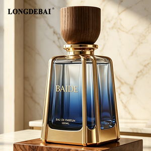 Custom Exclusive Design Electroplating Gold Empty Perfume Glass <b>Bottle</b> 50ml 100ml Crimp Luxury Perfume <b>Bottle</b> with Wooden Cap - Product Image 2