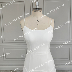 Foto reali di alta qualità spalline semplici in raso morbido abito da sposa per le donne della sposa abito da sposa nuovo Design - Product Image 4