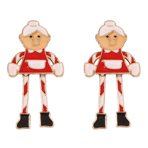 Pendientes Colgantes de Figura de la Señora Santa Claus para Navidad, de Aleación Esmaltada, Elegantes y a la Moda, Joyería Diaria para Mujer - Product Image 2