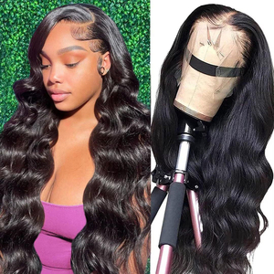 Perruque en cheveux Remy de qualité supérieure, douce, européenne, densité 180, dentelle frontale 13x6, cheveux naturels, bandeau - Product Image 1