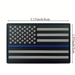 Manufacturer Custom PVC Rubber Hook and Loop <strong>Patch</strong> <strong>Thin</strong> <strong>Blue</strong> <strong>Line</strong> American Flag <strong>Patch</strong> for Backpack - Product Image 4