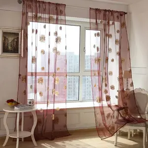 Kamar Tidur Bunga Bordir Tirai Panel Set Ruang Tamu Bordir Tirai Jendela/