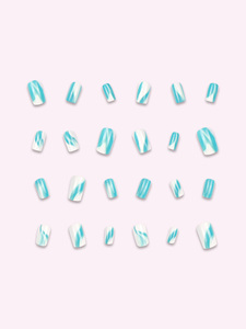 24 <span class=keywords><strong>uñas</strong></span> postizas artificiales pintadas con degradado <span class=keywords><strong>azul</strong></span> <span class=keywords><strong>de</strong></span> alta calidad Acabado brillante <span class=keywords><strong>de</strong></span> forma rectangular para uso diario Aplicación en los dedos - Product Image 3