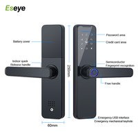 Cerradura de Puerta sin Llave con Huella Dactilar y Contraseña, Cerradura Electrónica Inteligente con Aplicación Tuya WiFi, Palanca Biométrica para el Hogar