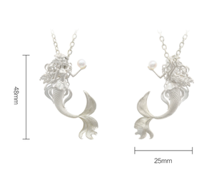 ZHENXUN S925 Collier en argent pur avec pendentif sirène princesse des contes de fées, perle, queue de poisson, cadeau pour petite amie, design original - Product Image 6
