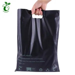 定制印刷商标设计p1a/PBAT手柄塑料袋模切袋购物袋