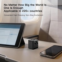 Cargador de Viaje Internacional USB GAN 2C1A de Tamaño Compacto, Enchufe Retráctil Múltiple y Adaptador de Viaje Universal AC