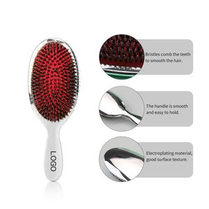 แปรงหวีผมพลาสติก ABS สีดำ ทอง เงิน รูปทรงวงรี ป้องกันไฟฟ้าสถิต นวดหนังศีรษะ ขนแปรงไนลอนผสมขนหมูป่า - Product Image 3