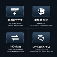 Cable de Carga Rápida Trenzado USB C de 100W PD 5A de Fábrica, 1M 1.5M 2M, Cable de Datos y Carga para Teléfonos Móviles, Laptops, Relojes y Computadoras