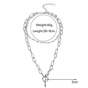 Geometric Alloy <b>Necklace</b> Silver Gold Unisex Party Fashion Jewelry Zinc Alloy Chain Pendant <b>Statement</b> Neckwear - Product Image 5