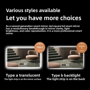 Miroir de salle de bain LED rectangulaire de style moderne grand miroir de maquillage mural intelligent avec écran tactile encadré pour la décoration de la maison - Product Image 6