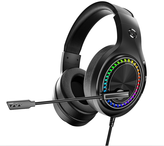 Best Selling Wired RGB Light Gaming Headset with Mic Metal Leather Headband Gamer Headphone for PC