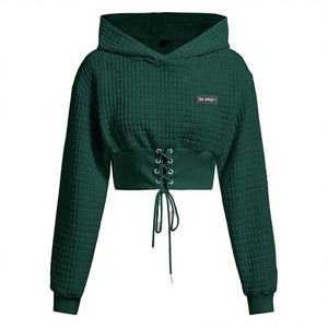 Elegante Camiseta Blanca Sólida con Capucha para Mujer, Manga Corta, Corte Ajustado, Transpirable, de Secado Rápido, con Detalle de Cordones Bordados, Lavable a Máquina - Product Image 3