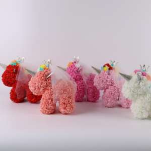 2024 gran oferta 25 Cm/40cm unicornio <span class=keywords><strong>rosa</strong></span> con caja de regalo, flor artificial, Navidad, San Valentín, boda, regalos, decoración - Product Image 3