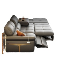 Canapé-lit intelligent multifonction en cuir véritable italien avec rembourrage en éponge, design moderne pour salon
