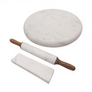 White Marble Stone <b>Rolling</b> Board And <b>Rolling</b> <b>Pin</b> With Wooden Handle And Marble Stand Kitchenware Chakla Belan - Product Image 1