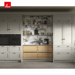 Alland Nordic nuevo moderno elegante en forma de L diseño de madera maciza estilo coctelera cocina gabinete de madera con accesorios y Mesa - Product Image 6