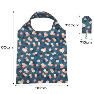 Pink Floral <b>Foldable</b> Shopping <b>Bag</b> Large Polyester Shoulder Handle For Groceries - Product Image 2