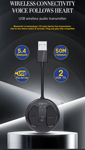 Émetteur audio sans fil LE524, dongle <span class=keywords><strong>Bluetooth</strong></span> USB mains libres pour TV, PC, <span class=keywords><strong>PS4</strong></span>, connecte 2 casques - Product Image 2