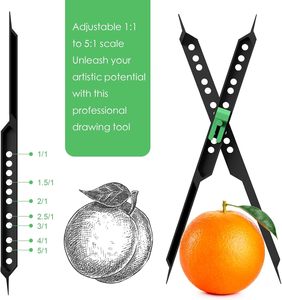 أداة تقسيم متناسبة بمقياس 1:1-1:5، بلاستيكية سوداء، أداة رسم للفنانين والطلاب والمهندسين والمصممين، مستلزمات فنية للرسم الهندسي - Product Image 1