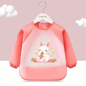 Whosale Waterproof Soft <b>Toddler</b> Feeding <b>Apron</b> Eva Clean Mess Quick Proof Smock Long Sleeve Baby Bib - Product Image 6
