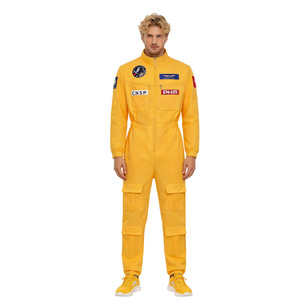 Costume d'astronaute jaune pour adulte, combinaison spatiale, cosplay, Halloween, combinaison de pilote, tenue de scène - Product Image 1