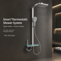 Ensemble de douche pluie de luxe avec système de mitigeur thermostatique en aluminium, robinet mural pour salle de bain moderne, hôtel et usage extérieur